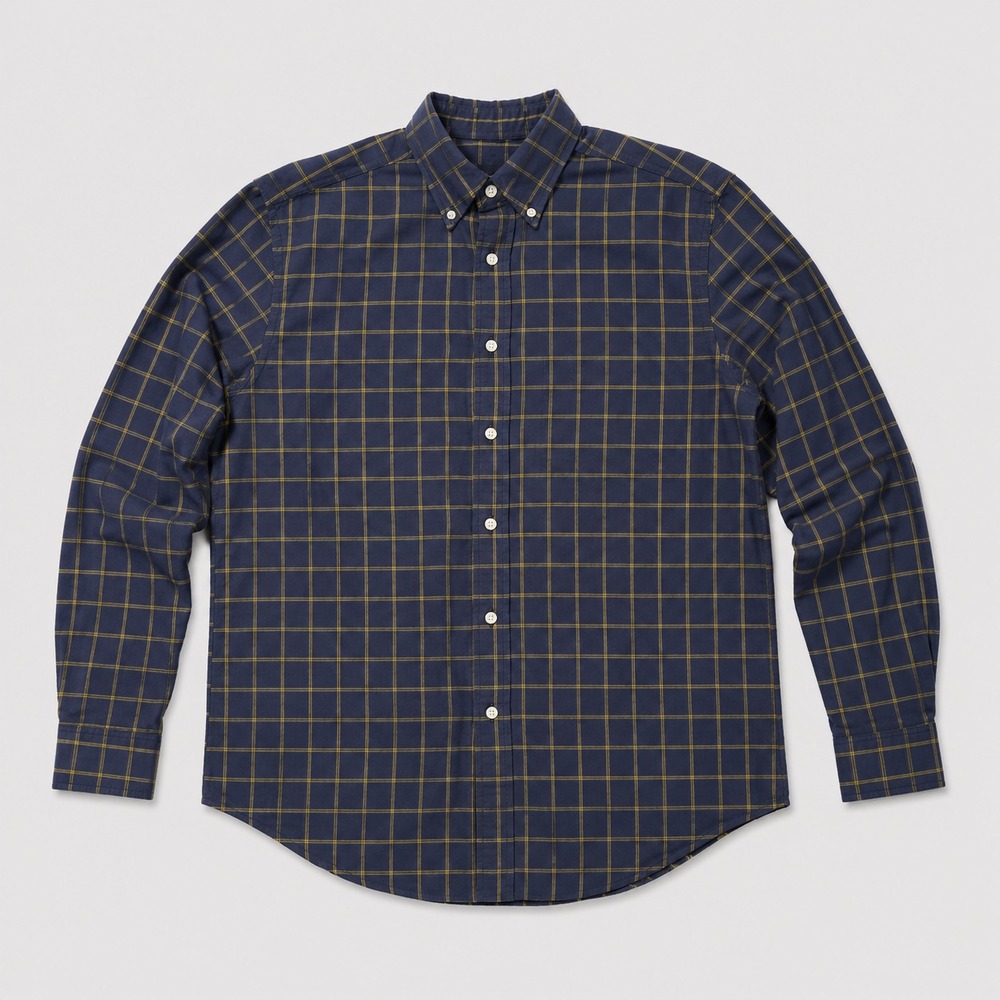 Ralph Lauren Mens L Classic Fit Plaid Button Up Shirt Blue Yellow Cotton